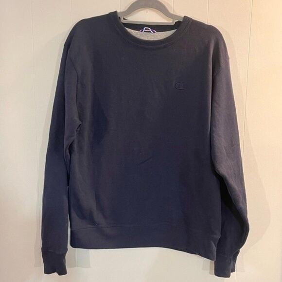 Champion Navy Blue Crew Neck Sweatshirt Size Men M - Picture 1 of 6